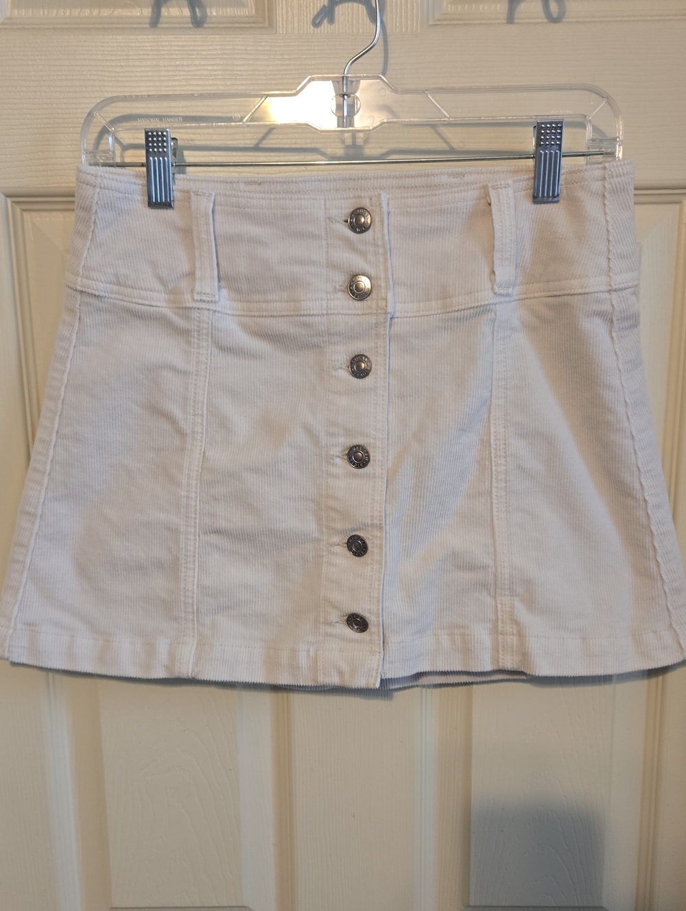 American Eagle Outfitters Off-White Button-Front Corduroy Mini Skirt
